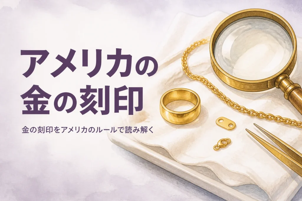 アメリカの金の刻印の読み方を解説する記事のアイキャッチ