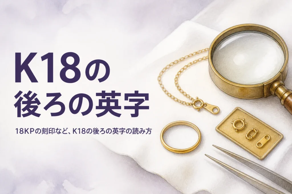 18KPの刻印などK18の後ろの英字の読み方を表すアイキャッチ