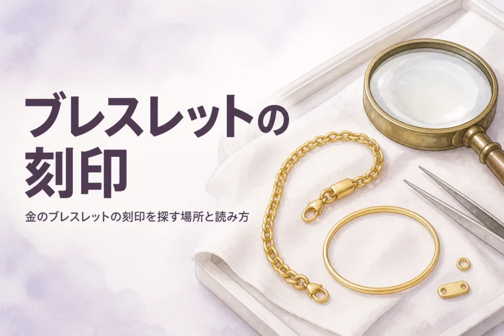 金のブレスレットの刻印の見方を表すアイキャッチ