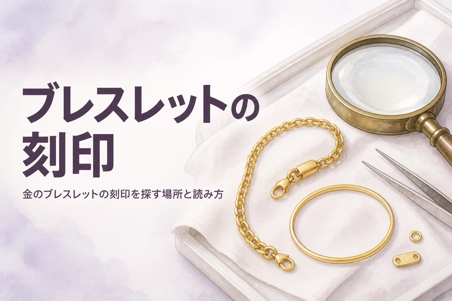 金のブレスレットの刻印の見方を表すアイキャッチ
