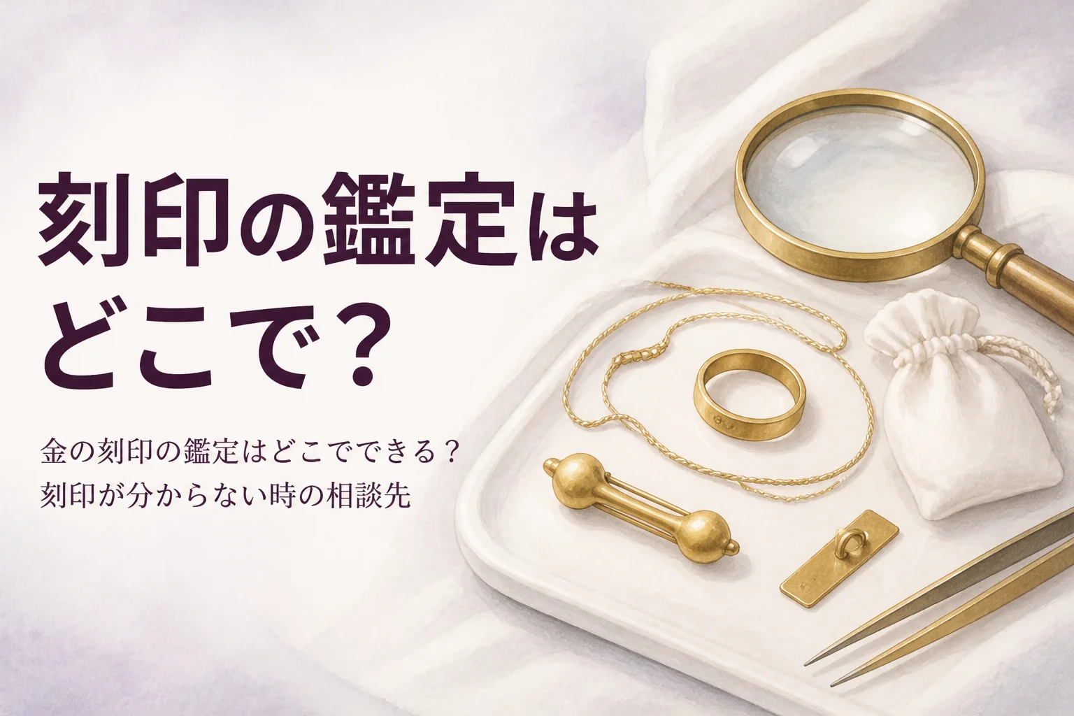 金の刻印の鑑定をどこで頼めるかを解説する記事のアイキャッチ