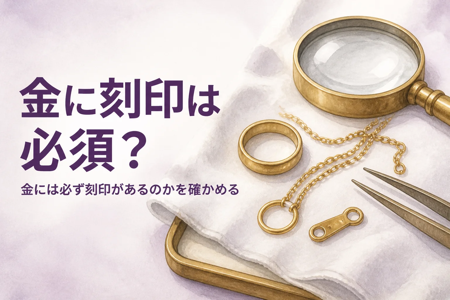 金には必ず刻印があるのかを表すアイキャッチ