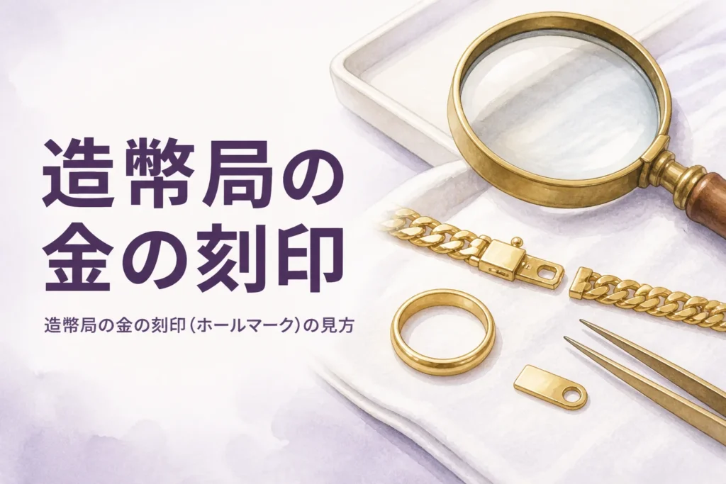 造幣局の金の刻印（ホールマーク）の見方を表すアイキャッチ