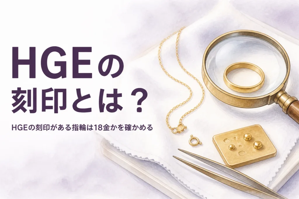HGEの刻印の意味と18金との違いを解説する記事のアイキャッチ