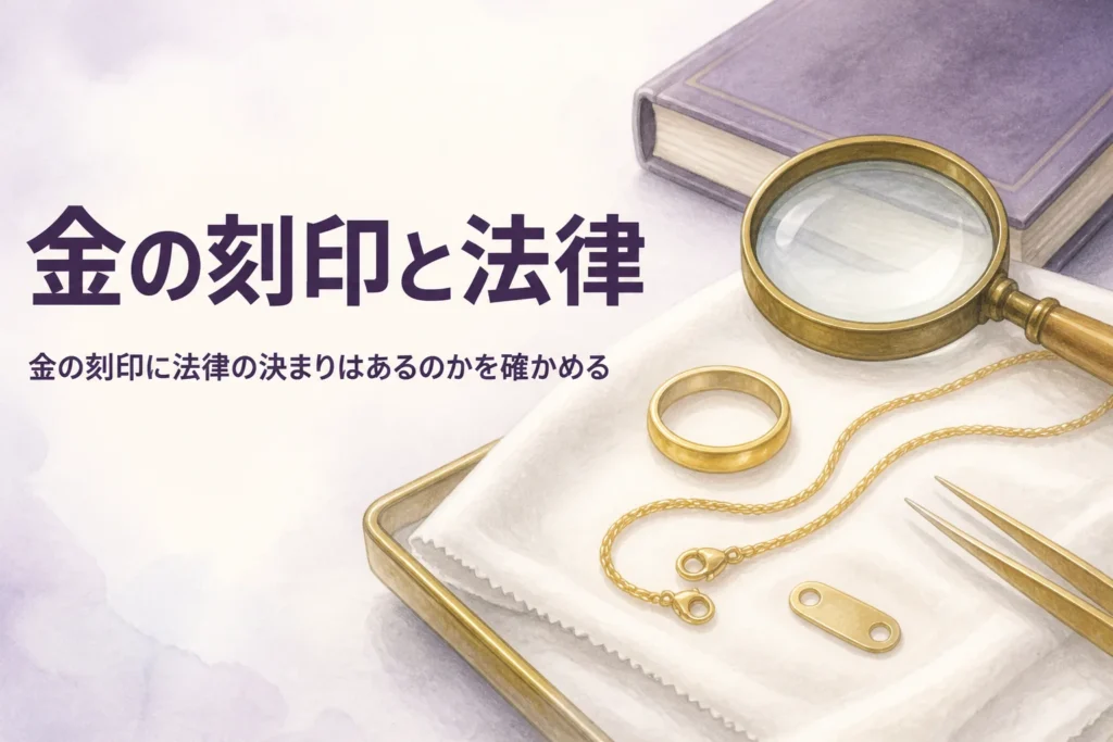 金の刻印と法律の関係を表すアイキャッチ