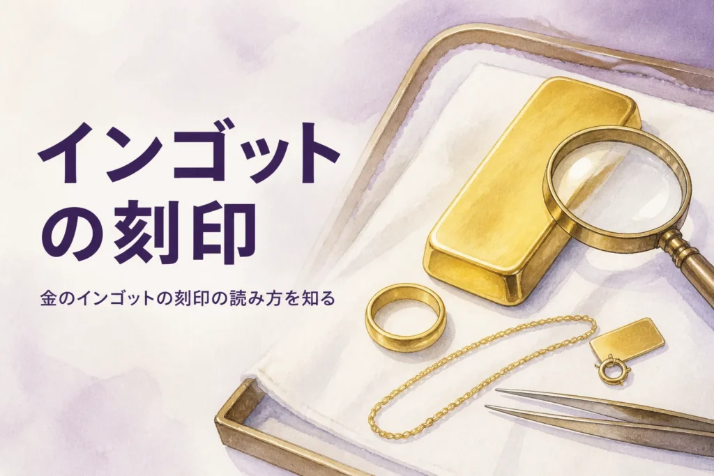 金のインゴットの刻印の読み方を表すアイキャッチ