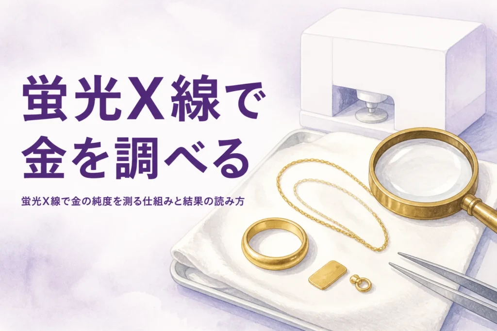 蛍光X線分析で金の純度を調べる仕組みと、純度が低く出た時の考え方を解説する記事のアイキャッチ