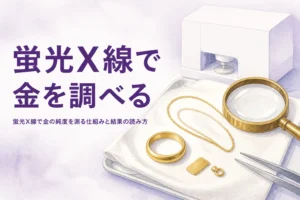 蛍光X線分析で金の純度を調べる仕組みと、純度が低く出た時の考え方を解説する記事のアイキャッチ