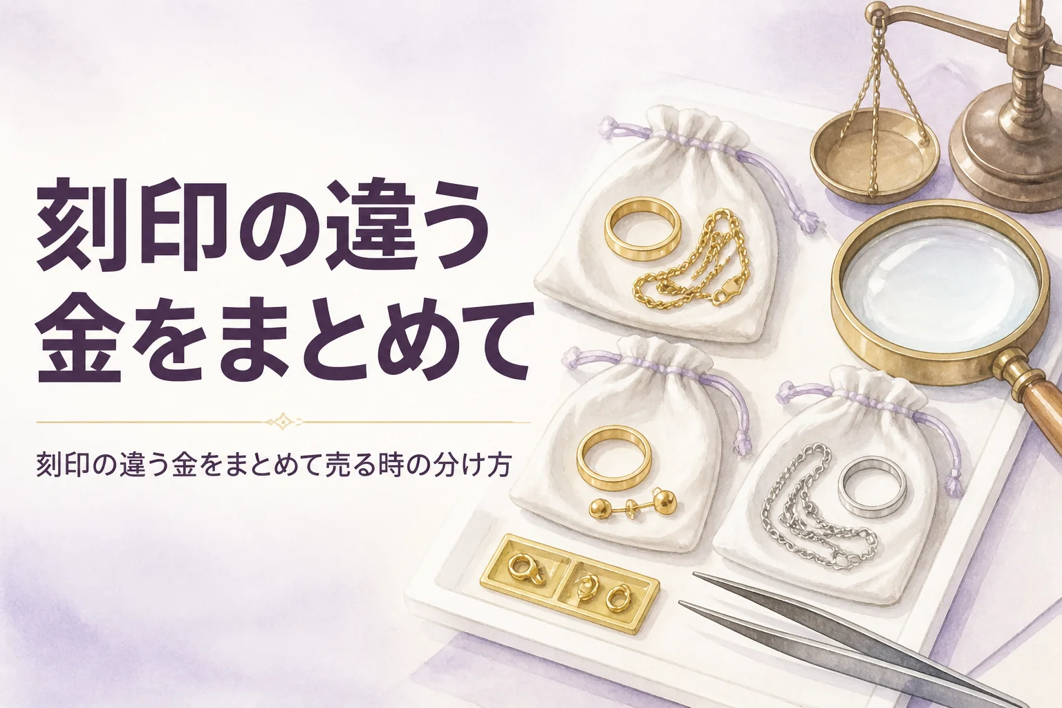 刻印の違う金をまとめて売る時の分け方を解説する記事のアイキャッチ