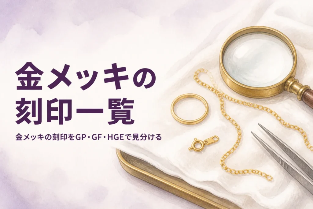 金メッキと金張りの刻印を一覧で解説する記事のアイキャッチ