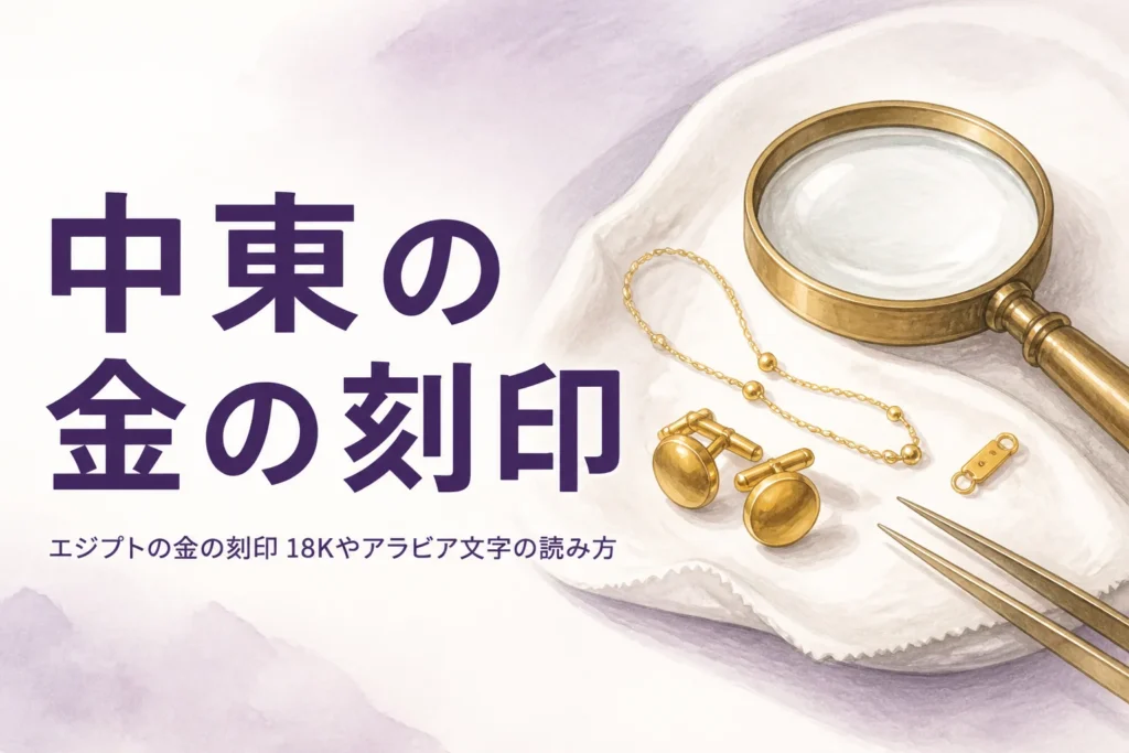 エジプト・ドバイなど中東の金の刻印の見方を解説する記事のアイキャッチ