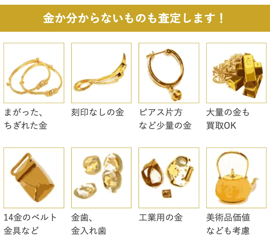 なんぼや公式サイトの、金か分からないものも査定するという案内