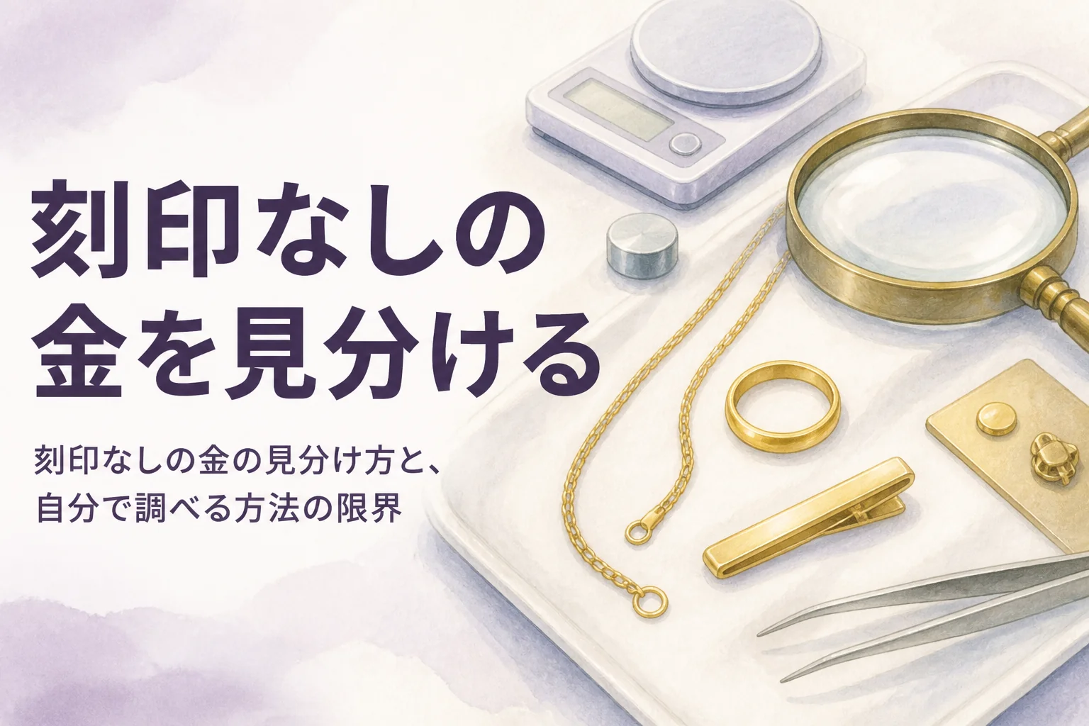 刻印なしの金の見分け方を表すアイキャッチ