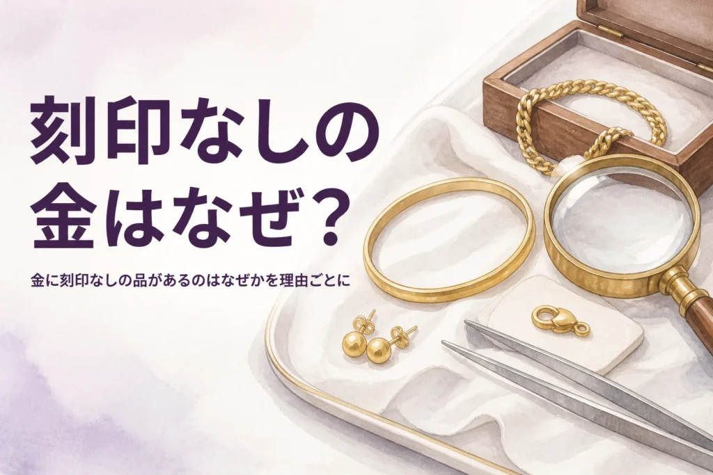 金に刻印なしの品がある理由を表すアイキャッチ