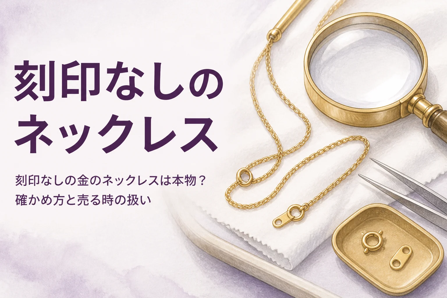 刻印なしの金のネックレスを表すアイキャッチ