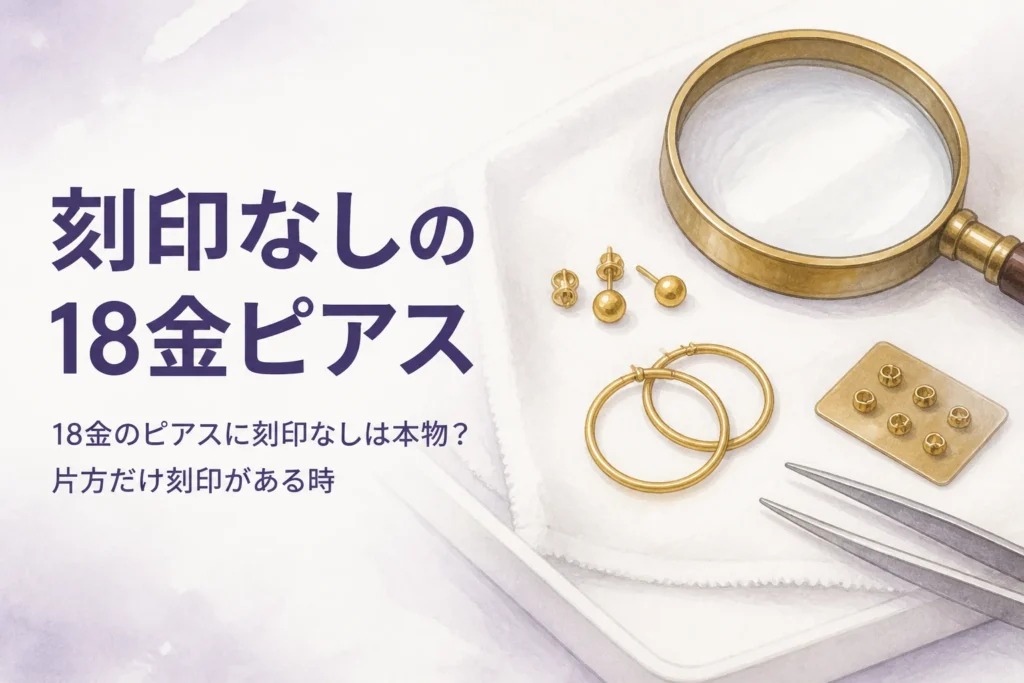 18金のピアスに刻印なしの時を表すアイキャッチ