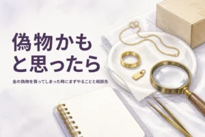 金の偽物を買ってしまった時の対処と相談先を解説する記事のアイキャッチ
