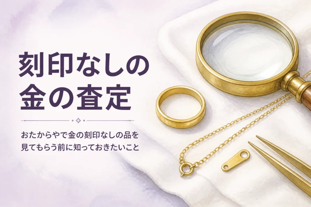 おたからやで刻印なしの金を査定してもらう記事のアイキャッチ