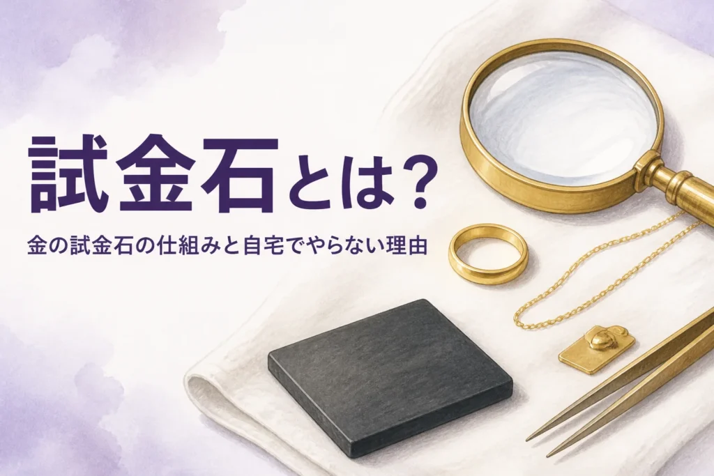 金の試金石とは何か、擦って見分ける方法と自宅でやらない理由を解説する記事のアイキャッチ