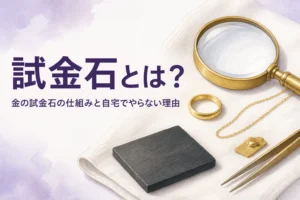 金の試金石とは何か、擦って見分ける方法と自宅でやらない理由を解説する記事のアイキャッチ