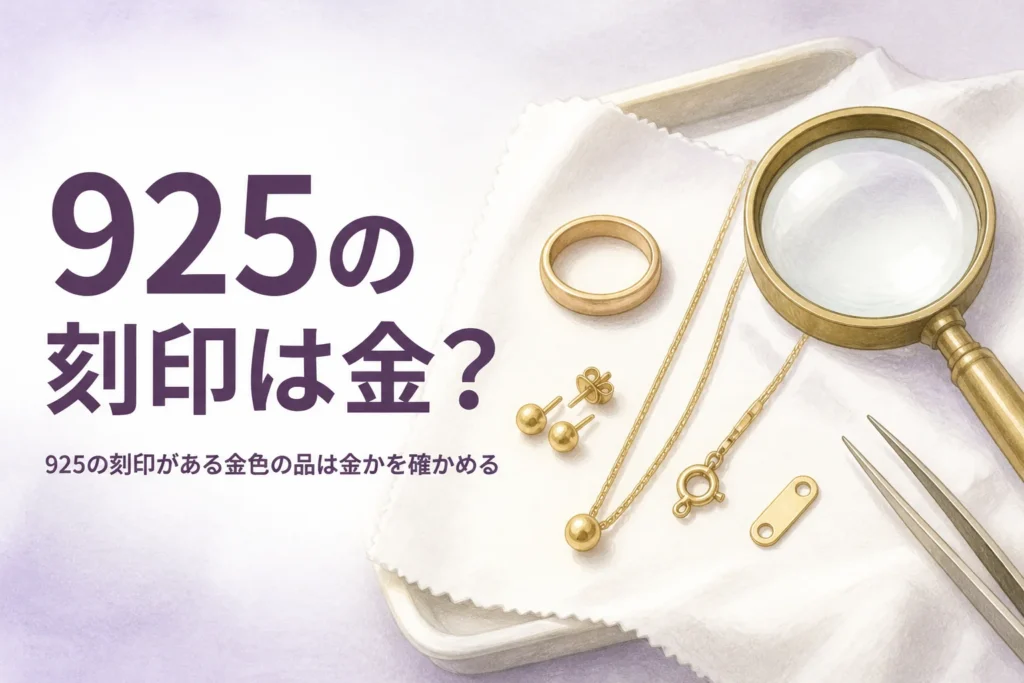 925の刻印がある金色のアクセサリーが金かを解説する記事のアイキャッチ