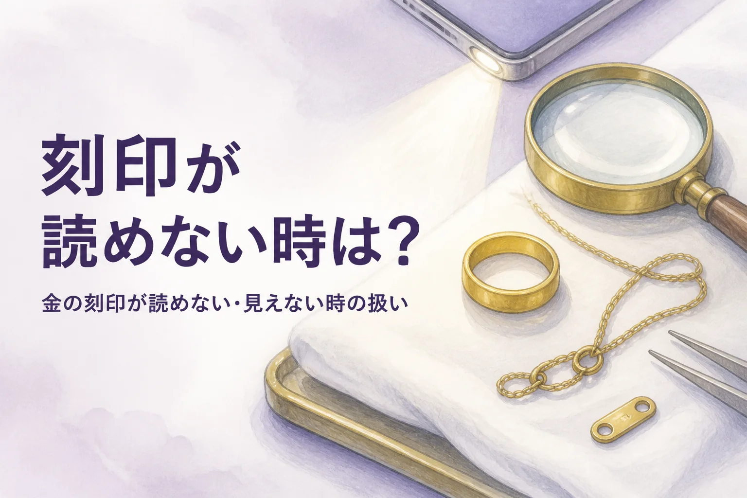 金の刻印が読めない時の扱いを表すアイキャッチ